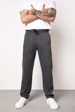 Erkek Siyah-Antrasit Düz Paça Cep Fermuar Detaylı Rahat Kesim 2'li Eşofman Altı Paketi