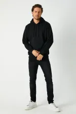 Sweat-shirt à capuche noir pour homme avec poche kangourou