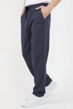 Pantalon de survêtement noir pour homme, coupe droite et décontractée