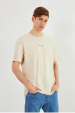 Leo Erkek Oversize Tshirt %100 Pamuk Bisiklet Yaka Baskı Detaylı Basic Tişört MTLCE83