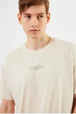 Leo Erkek Oversize Tshirt %100 Pamuk Bisiklet Yaka Baskı Detaylı Basic Tişört MTLCE83