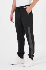 Erkek Siyah-Antrasit Standart Fit Normal Kesim Paça Ribanalı Cepli Rahat Jogger 2'li Eşofman Altı MTLCE101-2