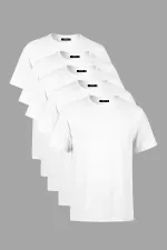 Erkek Çok Renkli T- Shirt Regular Fit Rahat Kesim Bisiklet Yaka 5'li Basic Tişört Paketi