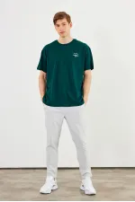 T-shirt oversize homme Leo 100 % coton, col rond, imprimé, modèle basique MTLCE77