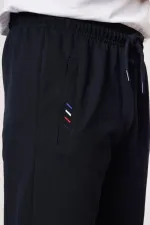Black-Anthracite-Navy Blue Men's Zipper Pocket Embroidery Detailed Straight Leg Relaxed Cut 3-Pack Sweatpants
