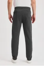 Black-Anthracite Men's Zip-Up Pocket Sweatpants with Embroidered Detail, Straight Leg, Relaxed Fit, Casual 2-Pack MTLCE107