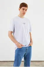 Leo Erkek Oversize Tshirt %100 Pamuk Bisiklet Yaka Baskı Detaylı Basic Tişört MTLCE79