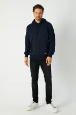 Sweat-shirt à capuche bleu marine pour homme avec poche kangourou