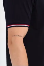 Erkek Basic Kolları Şeritli %100 Pamuk Bisiklet Yaka Regular Fit 3'Lü T-shirt