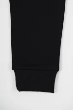 Pantalon de survêtement en coton épais noir pour garçon, 5-6-7-8-9-10-11-12 ans, avec taille et chevilles élastiques, MTLCC99-Noir