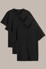 Men's Multicolored T-Shirt, Regular Fit, Relaxed Cut, V-Neck, 3-Pack Basic T-Shirts