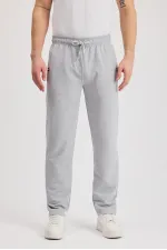 Pantalon de survêtement décontracté gris pour homme, fermeture éclair, poches, broderies, jambes droites, coupe ample