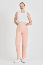 Pantalon de survêtement rose pâle côtelé, jambes larges, en coton fin, taille haute, pour femme