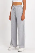 Kadın Mevsimlik Salaş Geniş Rahat Paça Yan Cepli Siyah Eşofman Altı