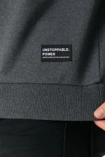 Erkek Antrasit Basic Bisiklet Yaka Sweatshirt 