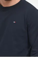 Erkek Lacivert Bisiklet Yaka Nakış Detaylı  Regular Fit Sweatshirt