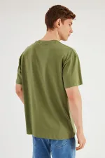 Leo Men's Oversize T-Shirt 100% Cotton Pocket Detail Crew Neck Basic T-Shirt MTLCE75