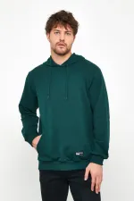 Dark Green Men's Hooded Sweatshirt with Kangaroo Pocket 
