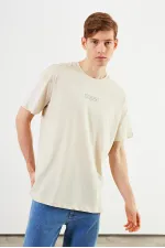 Leo Erkek Oversize Tshirt %100 Pamuk Bisiklet Yaka Baskı Detaylı Basic Tişört MTLCE83