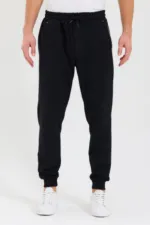 Sİyah-Gri Erkek Paçası Lastikli 2'li Eşofman Altı