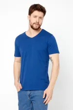 Erkek Çok Renkli T- Shirt Regular Fit Rahat Kesim V Yaka 5'li Basic Tişört Paketi
