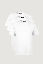 Erkek Çok Renkli T- Shirt Regular Fit Rahat Kesim Bisiklet Yaka 3'lü Basic Tişört Paketi