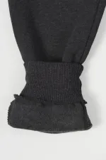 Ensemble de 2 pantalons de survêtement pour garçon en coton épais noir et anthracite, avec taille et chevilles élastiques et poches MTLCC99