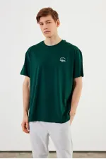 T-shirt oversize homme Leo 100 % coton, col rond, imprimé, modèle basique MTLCE77