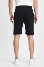 Erkek Siyah Şort - Yan Cepli Beli Lastikli Regular Fit Rahat Kesim