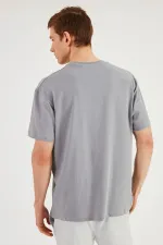 Leo Erkek Oversize Tshirt %100 Pamuk Bisiklet Yaka Baskı Detaylı Basic Tişört MTLCE87