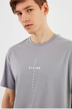 Leo Erkek Oversize Tshirt %100 Pamuk Bisiklet Yaka Baskı Detaylı Basic Tişört MTLCE87