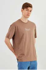Leo Erkek Oversize Tshirt %100 Pamuk Bisiklet Yaka Baskı Detaylı Basic Tişört