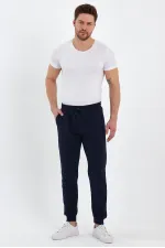 Erkek Siyah Arka Cep Etiket Detaylı Paça Lastikli Regular Fit Eşofman Altı