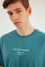 T-shirt oversize homme Leo 100 % coton, col rond, imprimé, modèle basique MTLCE84