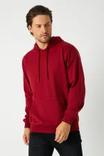 Sweat-shirt à capuche bordeaux pour homme avec poche kangourou
