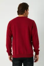 Sweat-shirt basique bordeaux à col rond pour homme 