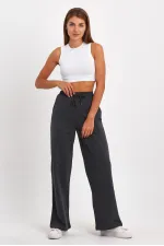 Black-Anthracite Women's Seasonal Casual Wide Leg Side Pocket 2-Pack Sweatpants
