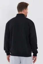 Gilet noir pour homme en coton avec doublure zippée intérieure, col montant et poches latérales MTLCEO63-Noir