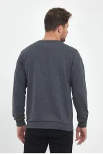 Erkek Siyah-Antrasit Bisiklet Yaka Nakış Detaylı Regular Fit 2'Li Sweatshirt MMTLCE70-2