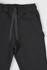 Ensemble de 2 pantalons de survêtement pour garçon en coton épais noir et anthracite, avec taille et chevilles élastiques et poches MTLCC99
