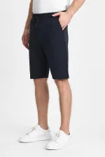 Erkek Siyah Şort - Yan Cepli Beli Lastikli Regular Fit Rahat Kesim