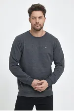 Erkek Siyah-Antrasit Bisiklet Yaka Nakış Detaylı Regular Fit 2'Li Sweatshirt MMTLCE70-2