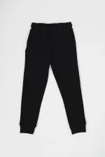 Black Thick Cotton Sweatpants for Girls, Elasticated Waist and Cuffs, with Pockets, Ages 5-6-7-8-9-10-11-12 MTLCB99