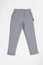 Pantalon de survêtement gris en coton épais avec taille élastique et poches latérales pour garçons de 5 à 12 ans