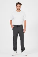 Erkek Antrasit Standart Fit Normal Kesim Paça Ribanalı Cepli Rahat Jogger Eşofman Altı MTLCE101