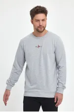 Sweat-shirt basique imprimé poitrine Supermagic gris pour homme