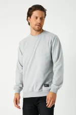 Sweat-shirt gris basique à col rond pour homme 
