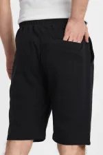 Erkek Siyah Şort - Yan Cepli Beli Lastikli Regular Fit Rahat Kesim