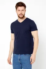 Erkek Pamuklu Kısa Kollu V Yaka T-shirt
