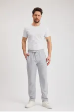 Pantalon de survêtement décontracté gris pour homme, fermeture éclair, poches, broderies, jambes droites, coupe ample